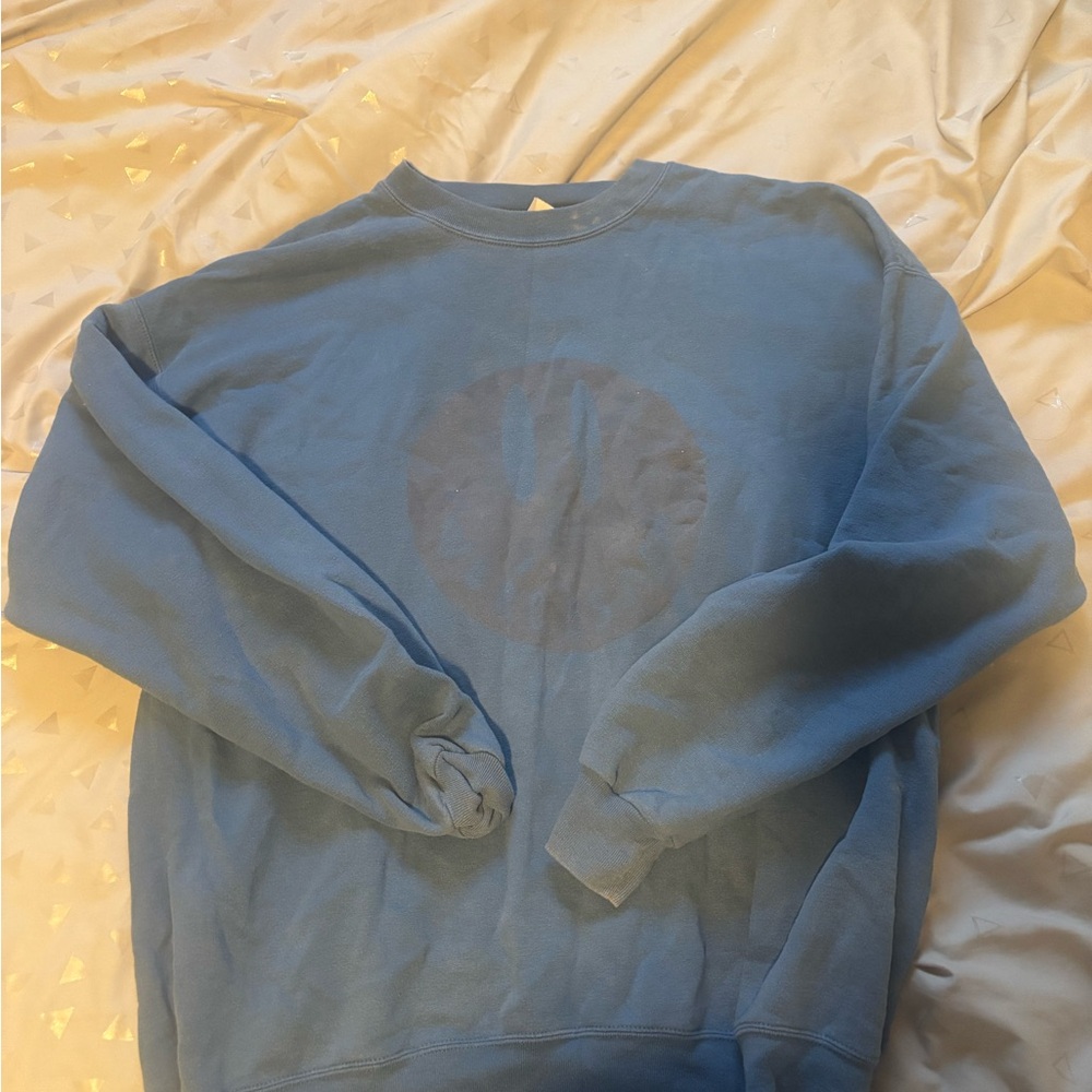 Blue Crewneck Sweatshirt with Smiley Face